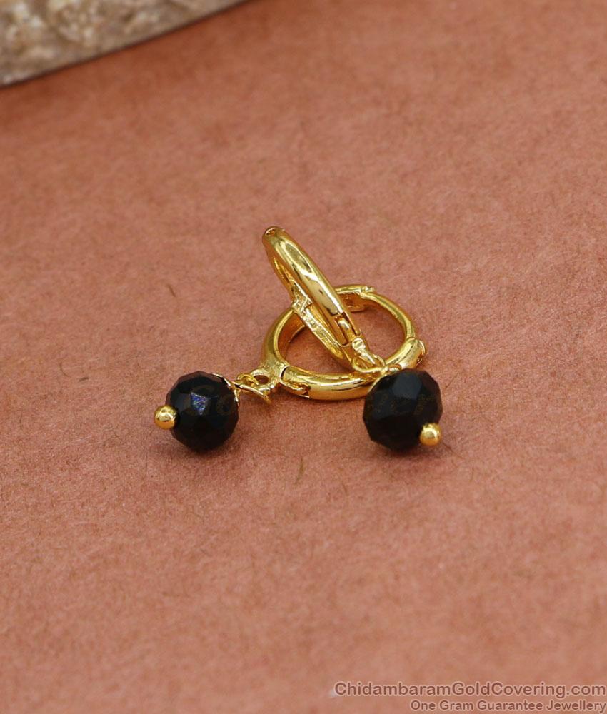 Black Crystal Daily Wear Gold Hoop Earring With Price ER4431