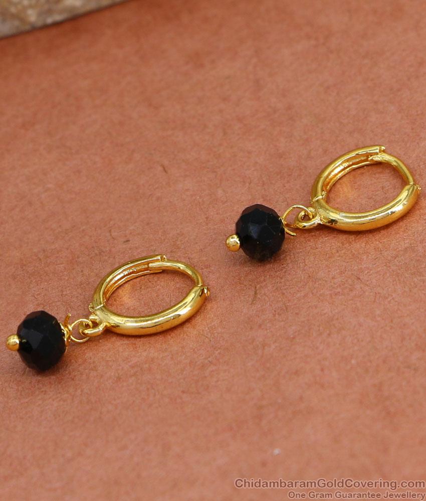 Black Crystal Daily Wear Gold Hoop Earring With Price ER4431