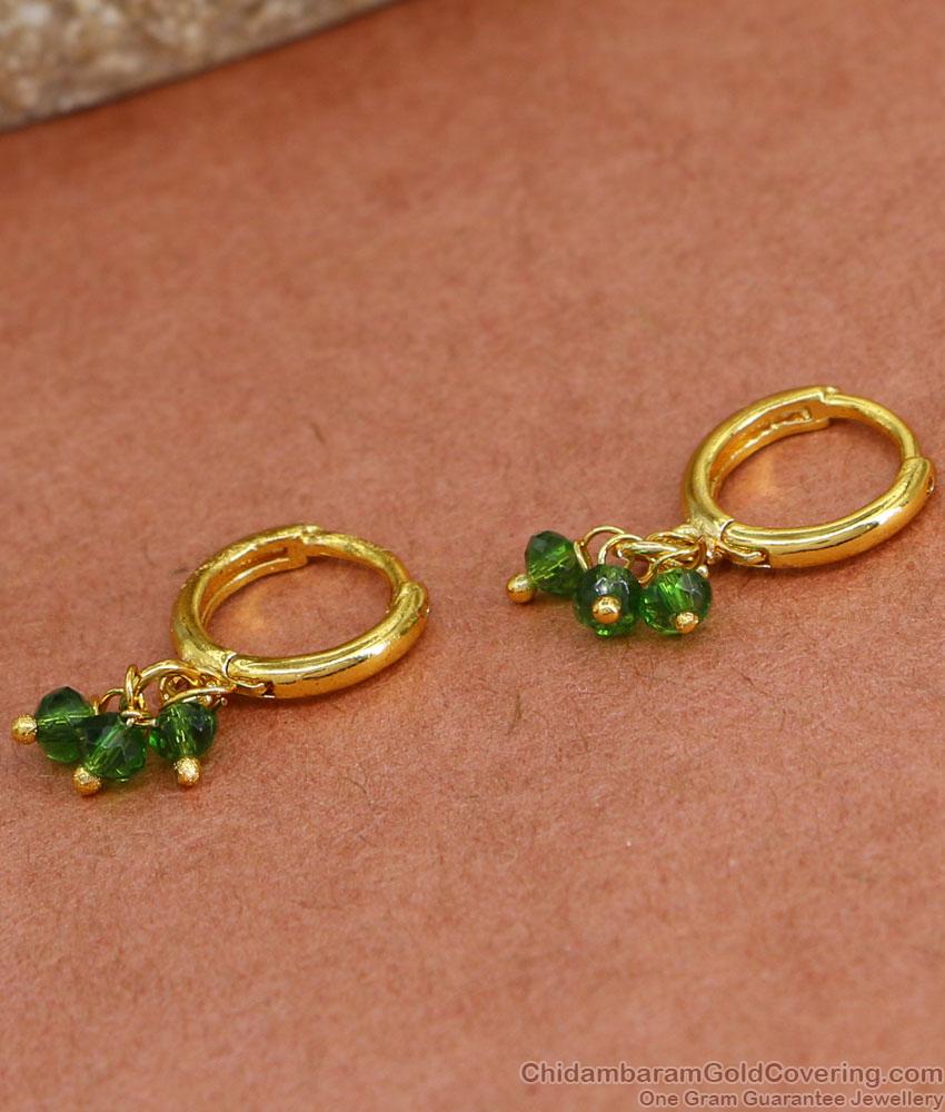 Hanging Emerald Beads Gold Imitation Hoops Shop Online ER4437