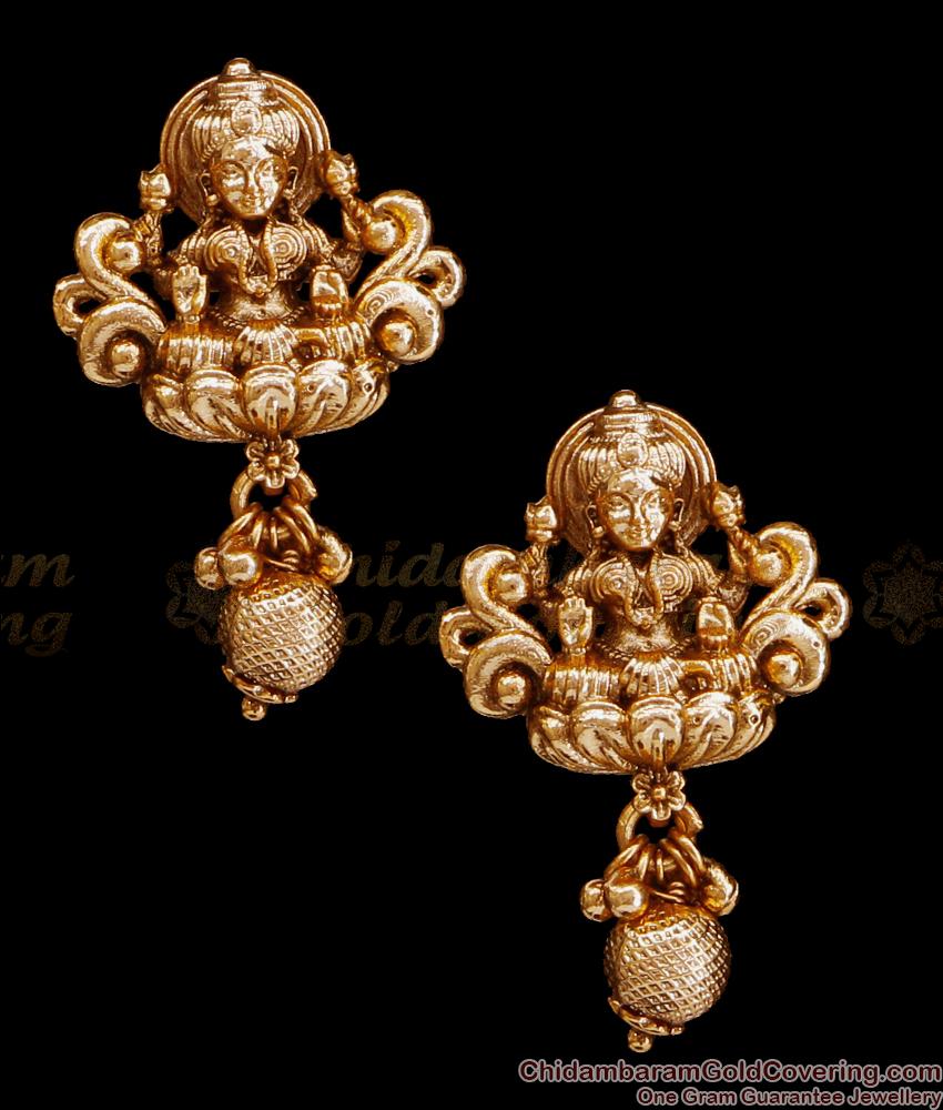 Traditional Matt Finish Antique Stud Gold Earring ER4461