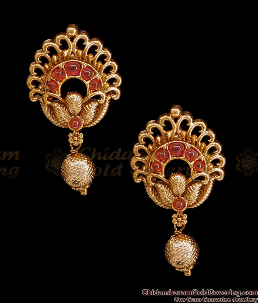 High Quality Antique Stud Earring With Ruby Stone ER4463