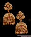 New Model Antique Jhumki Peacock Design Gold Earring Shop Online ER4474