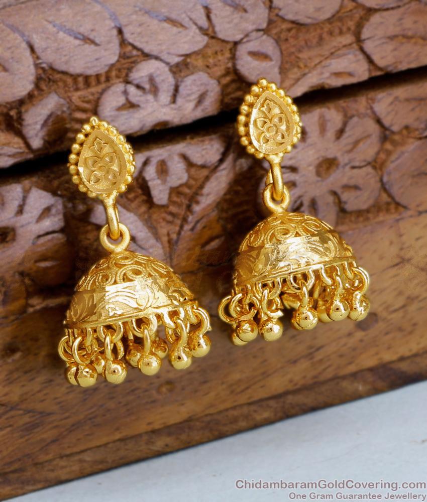 New Model Real Gold Tone Jhumkas For Women Bridal Collection ER4484