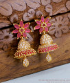 Zirconia Ruby White Stone Gold Jhumki Earring For Women ER4487