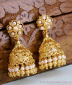 Grand Gold Plated Pearl Kundan Jhumki Bridal Collections ER4488