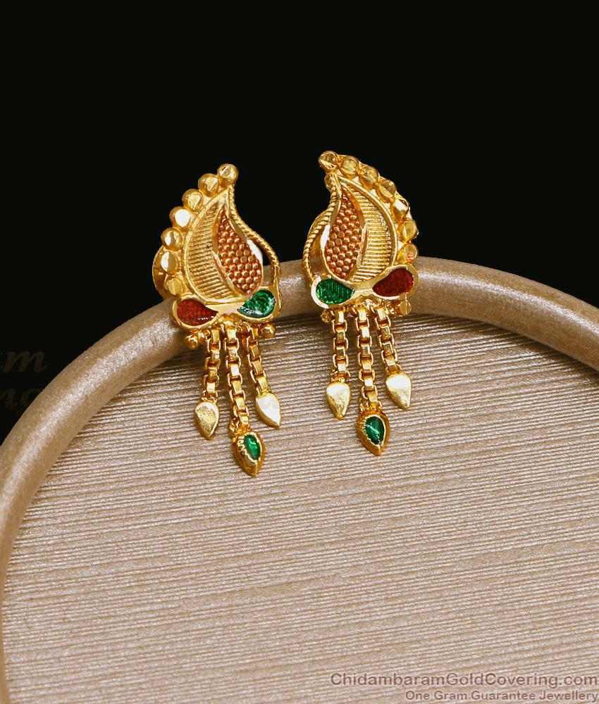 Regular Use Enamel Design Gold Mango Studs For Women ER4501