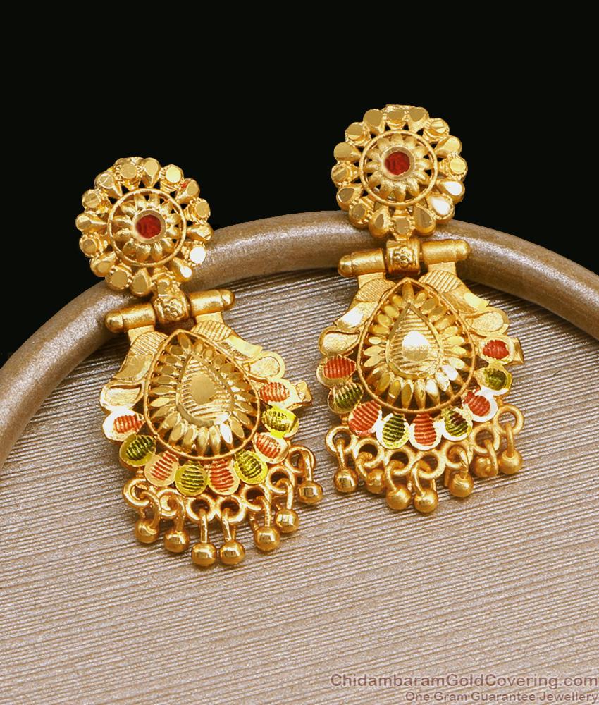 Latest Enamel Pattern Two Gram Gold Wedding Earring For Women ER4505