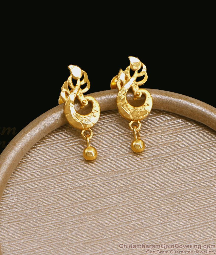 Plain Gold Plated Peacock Stud Earring 2 Gram Gold Jewellery ER4506