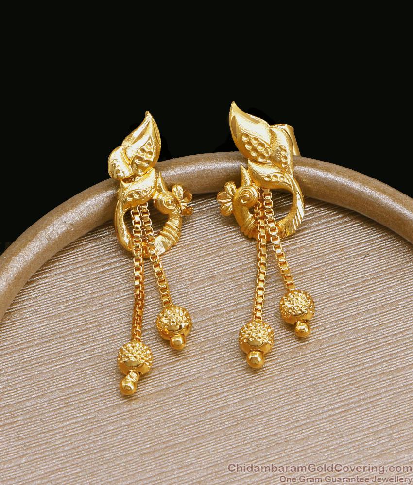 Trendy Light Weight Gold Design Peacock Earring For Daily Use ER4508