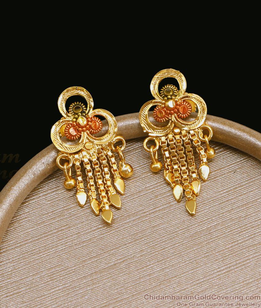 Unique Bridal Wear 2 Gram Gold Earring With Beads Design ER4511