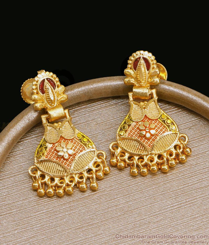 New Arrival Forming Gold Earring Enamel Design Dangler For Women ER4513