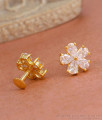 Beautiful Flower Stud White Stone Gold Earrings ER4515