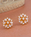 Micro Gold Plated White Stone Earring Flower Design ER4517