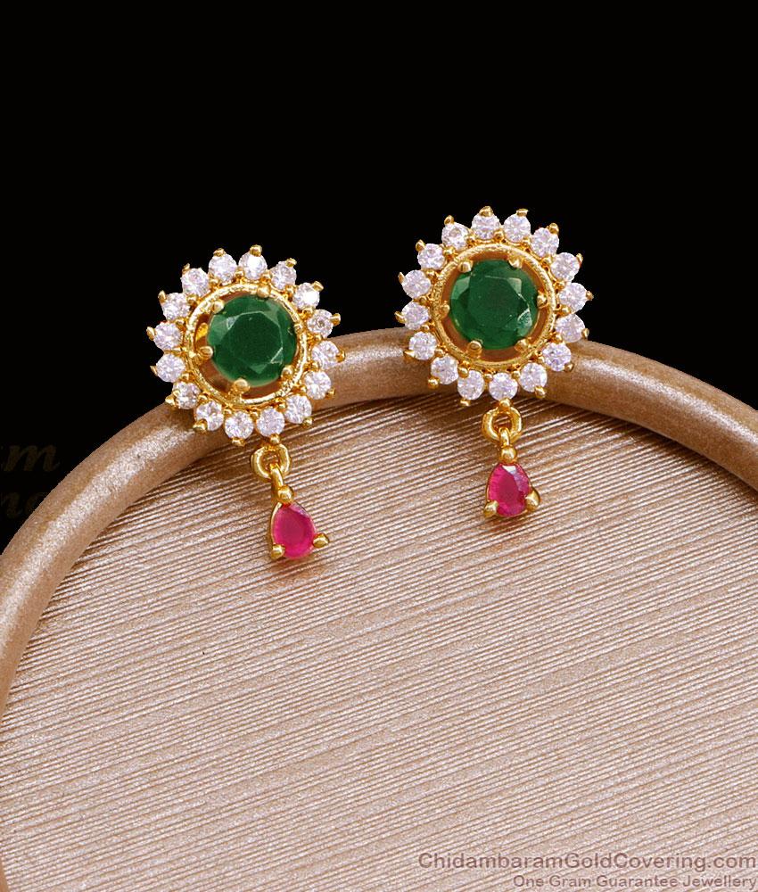 Premium Gold Design Emerald Stone Studs Bridal Earring ER4521