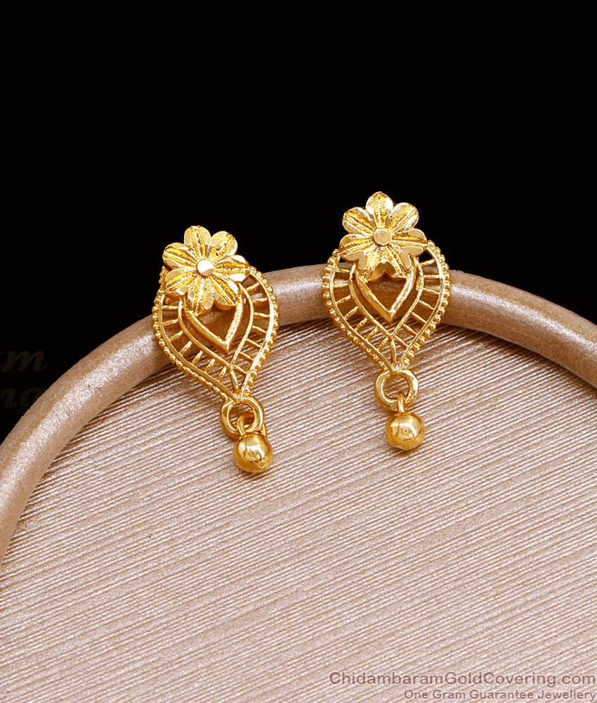 Light Weight Daily Wear Gold Earrings Design Online ER4528