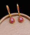 Latest Full Ruby Stone Gold Earring Hoop Design ER4538