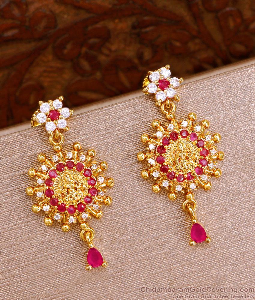 Buy Gold Design Artificial Stone Earring Lakshmi Design ER4544