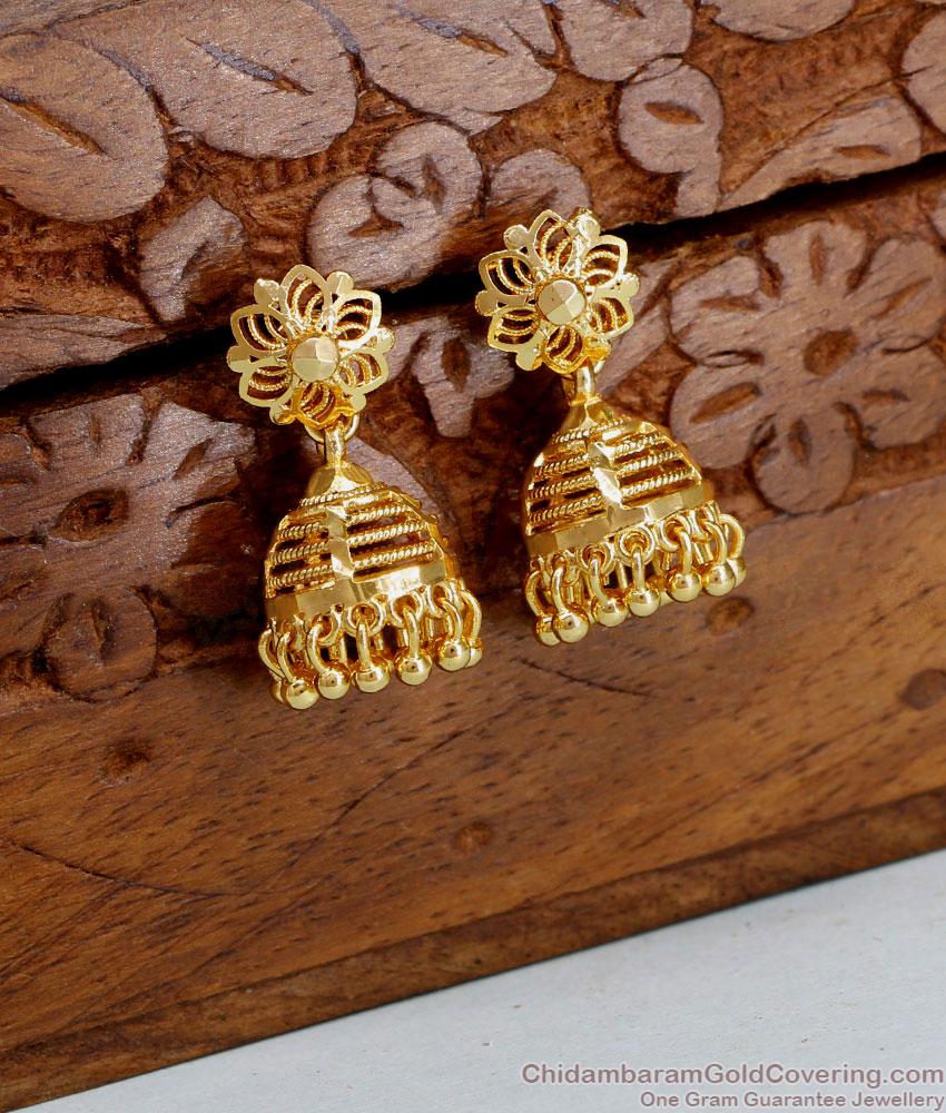 Small Size Gold Jhumkas Plain Earring Design ER4547