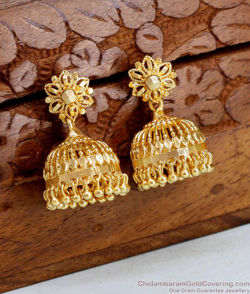 Plain Micro Gold Plated Jhumkas Bridal Jewelry ER4549