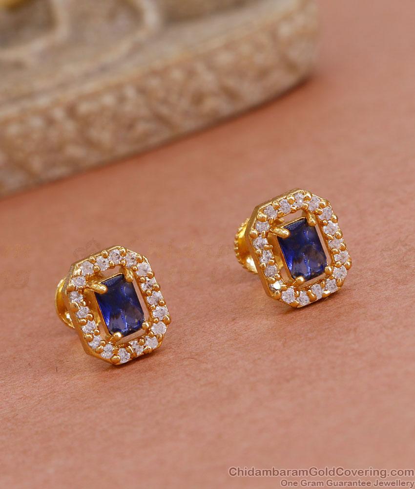 Glittering Amethyst Stone Gold Stud Earrings Online ER4561