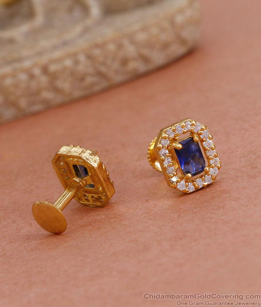 Glittering Amethyst Stone Gold Stud Earrings Online ER4561