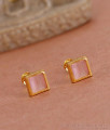 Simple Gold Design Pink Stone Earring For Daily Use ER4563