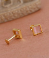 Simple Gold Design Pink Stone Earring For Daily Use ER4563