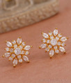 Trendy Full White Stone Big Stud Earring Flower Design ER4571