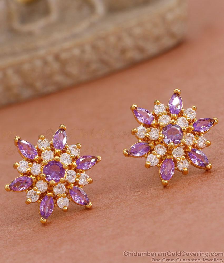 Rare Amethyst Stone Gold Plated Stud Earring Online ER4572