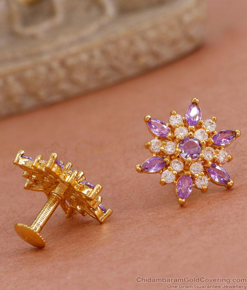 Rare Amethyst Stone Gold Plated Stud Earring Online ER4572