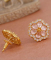 Beautiful Pink Opal Stone Big Ear Studs Gold Earring ER4573