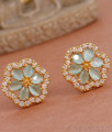 Light Green Stone Diamond Earring Floral Studs ER4574