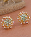 Attractive Flower Design Green Stone Studs Gold Finish ER4577