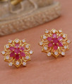 Elegant Ruby White Floral Studs 1 Gram Gold Jewelry ER4578