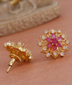 Elegant Ruby White Floral Studs 1 Gram Gold Jewelry ER4578