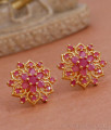 Stylish Ruby Stone Gold Earring Flower Studs Online ER4579