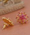 Stylish Ruby Stone Gold Earring Flower Studs Online ER4579