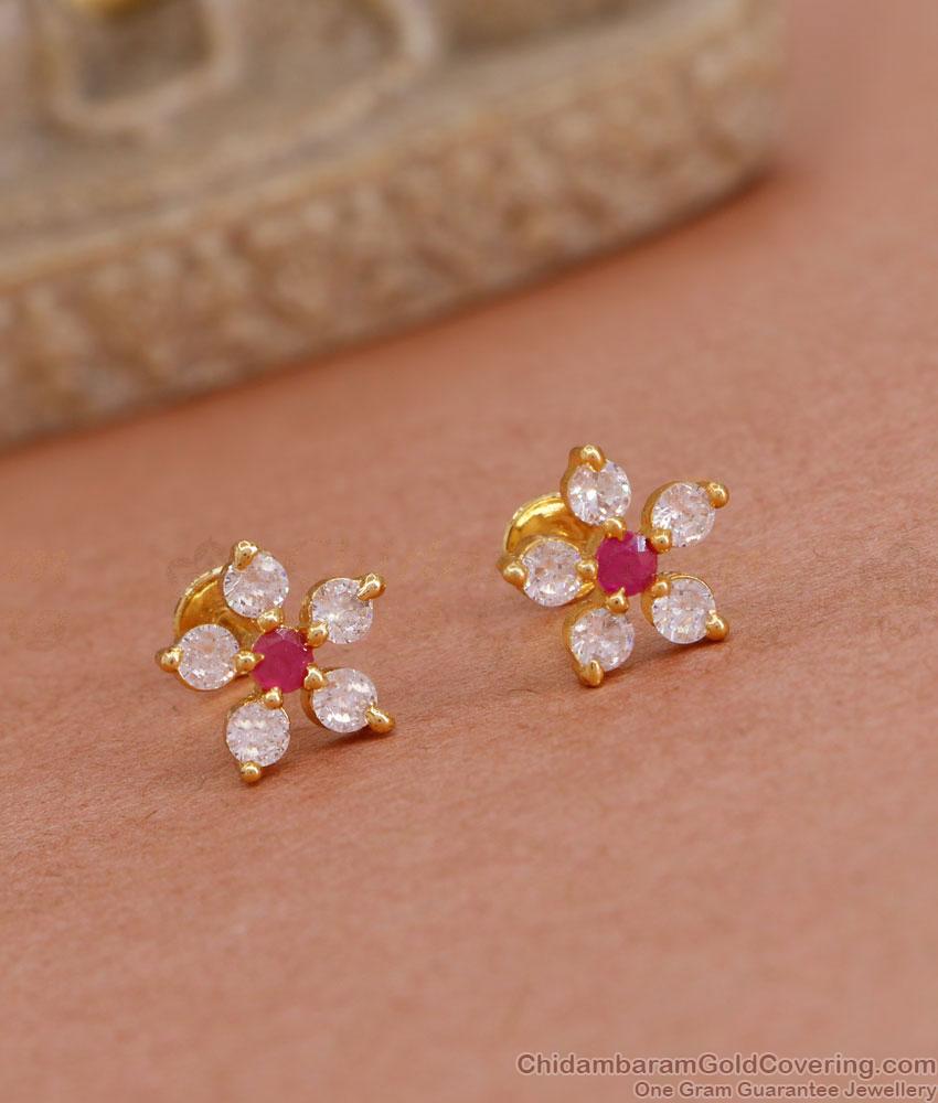 Small Ad Stone Gold Studs For Regular Use With Price ER4580