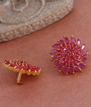 Beautiful Ruby Stone Gold Earring Big Floral Studs ER4585