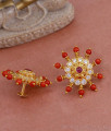 Traditional One Gram Gold Stud Coral Stone Earrings ER4588