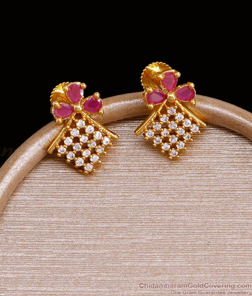 Cute Small Floral Stud Earring With Stone For Girls ER4600