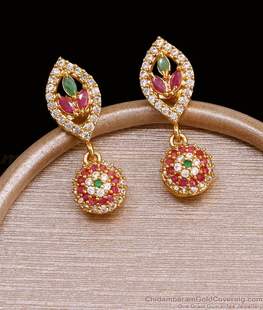 Ad Stone Hanging Ball Gold Earring Design For Girls ER4609