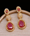 Grand Look Big Ruby Stone Danglers Gold Finish Earring ER4611