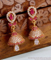 Glittering Ad Stone Jhumki Gold Finish Earring For Occasions ER4619