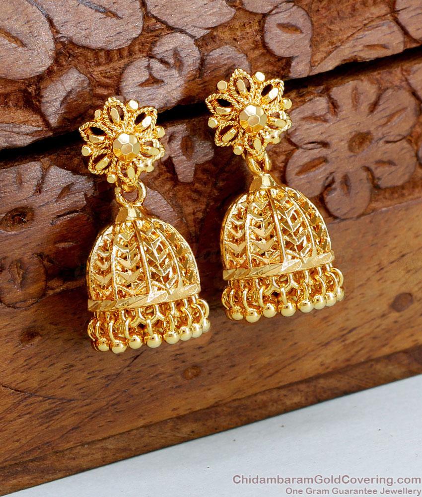 Stylish One Gram Gold Earring Floral Jhumki Designs ER4624