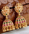 Premium Lakshmi Design Gold Jhumkas Kemp Stone Earrings ER4630