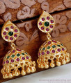 Heavy Gold Tone Mango Earring Ruby Green Stone Jhumkas ER4631