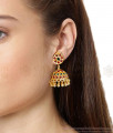 Heavy Gold Tone Mango Earring Ruby Green Stone Jhumkas ER4631