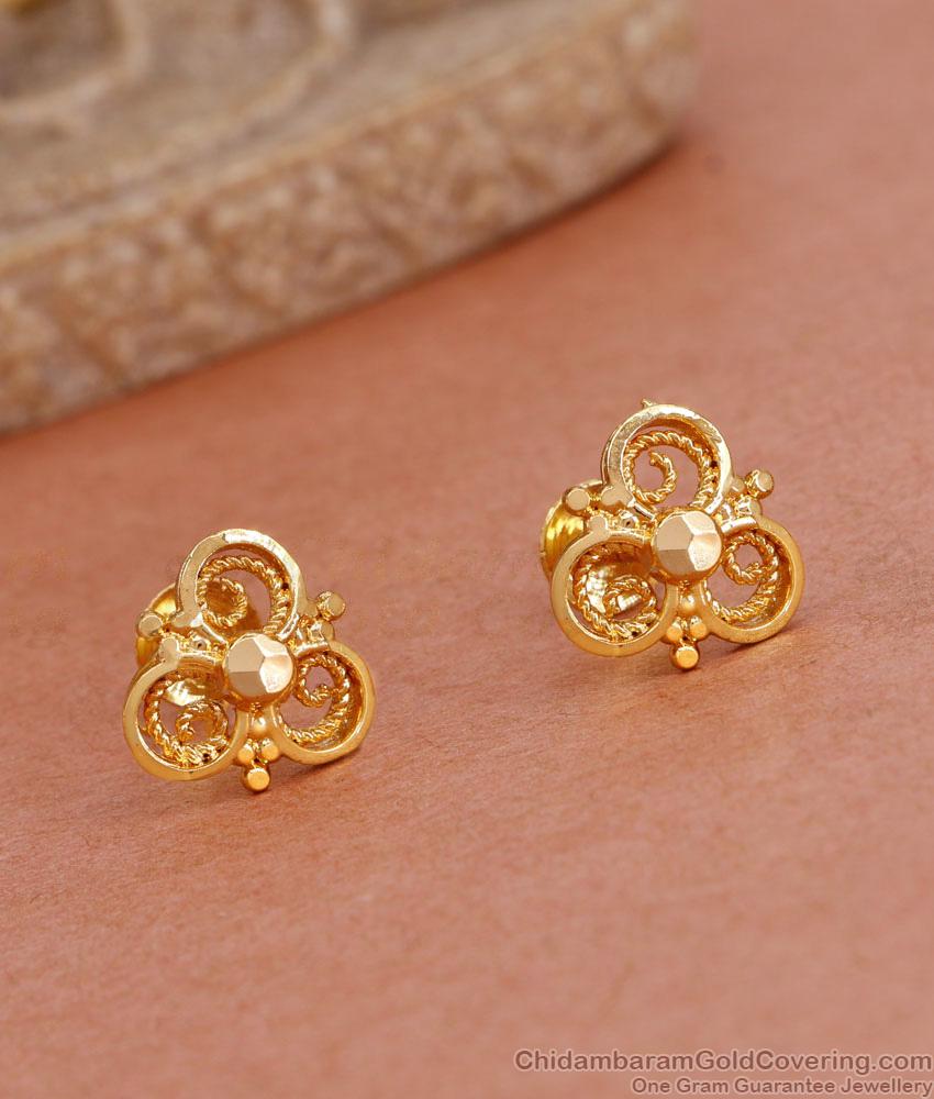 Plain 1 Gram Gold Small Stud Earring For Everyday Use ER4638