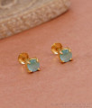 Tiny Aqua Green Stone Gold Imitation Stud Screw Back Earring ER4640